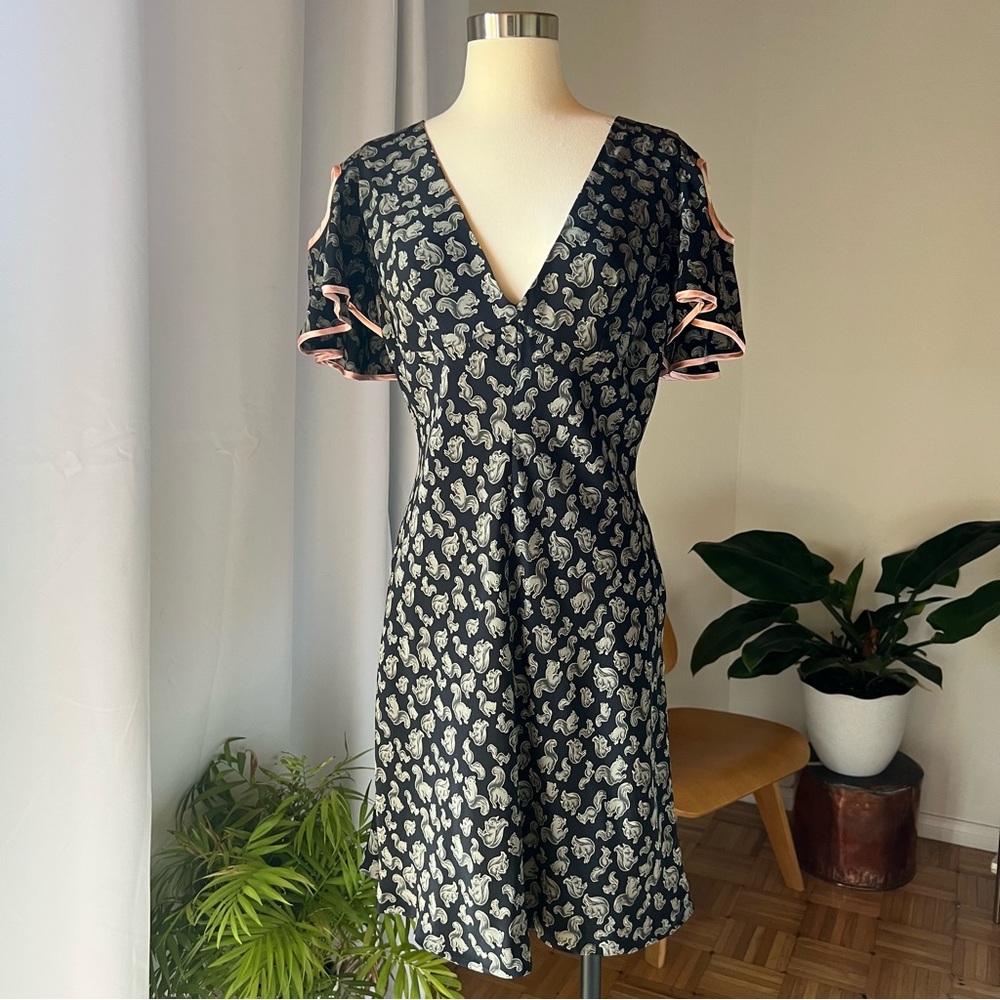 Jennifer Nicholson Squirrel Print Silk Dress, vintage and whimsical!